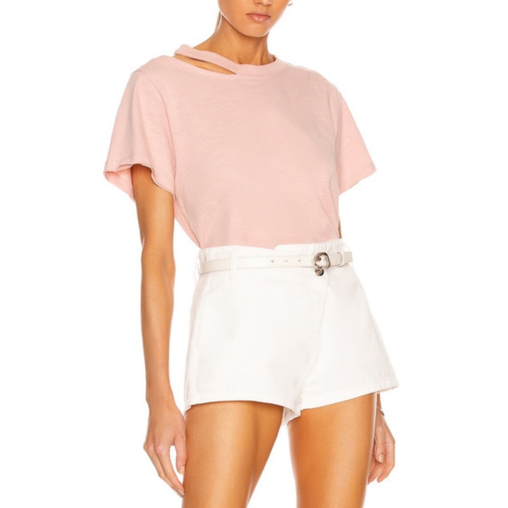 NWT Marissa Webb Tate Cut Out Short Sleeve Tee in Rosewood Pink Size Small